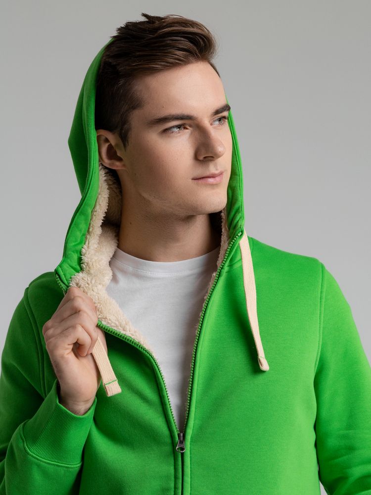 Толстовка унисекс на молнии Sherpa 280, ярко-зеленая-6