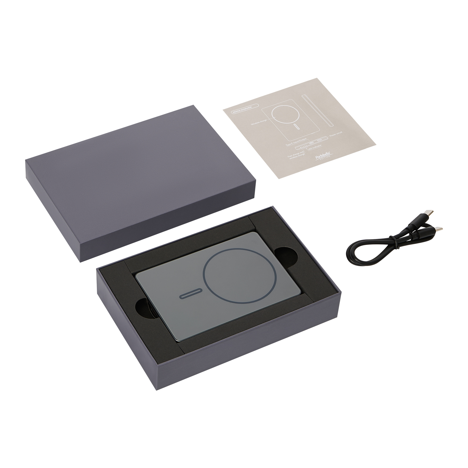 Внешний аккумулятор Onyx PD 5000mAh с функцией беспроводной зарядки 15W, серый-9