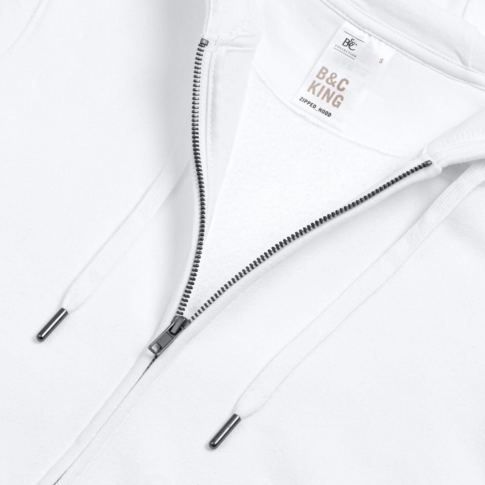 Толстовка на молнии с капюшоном унисекс King, белая-3