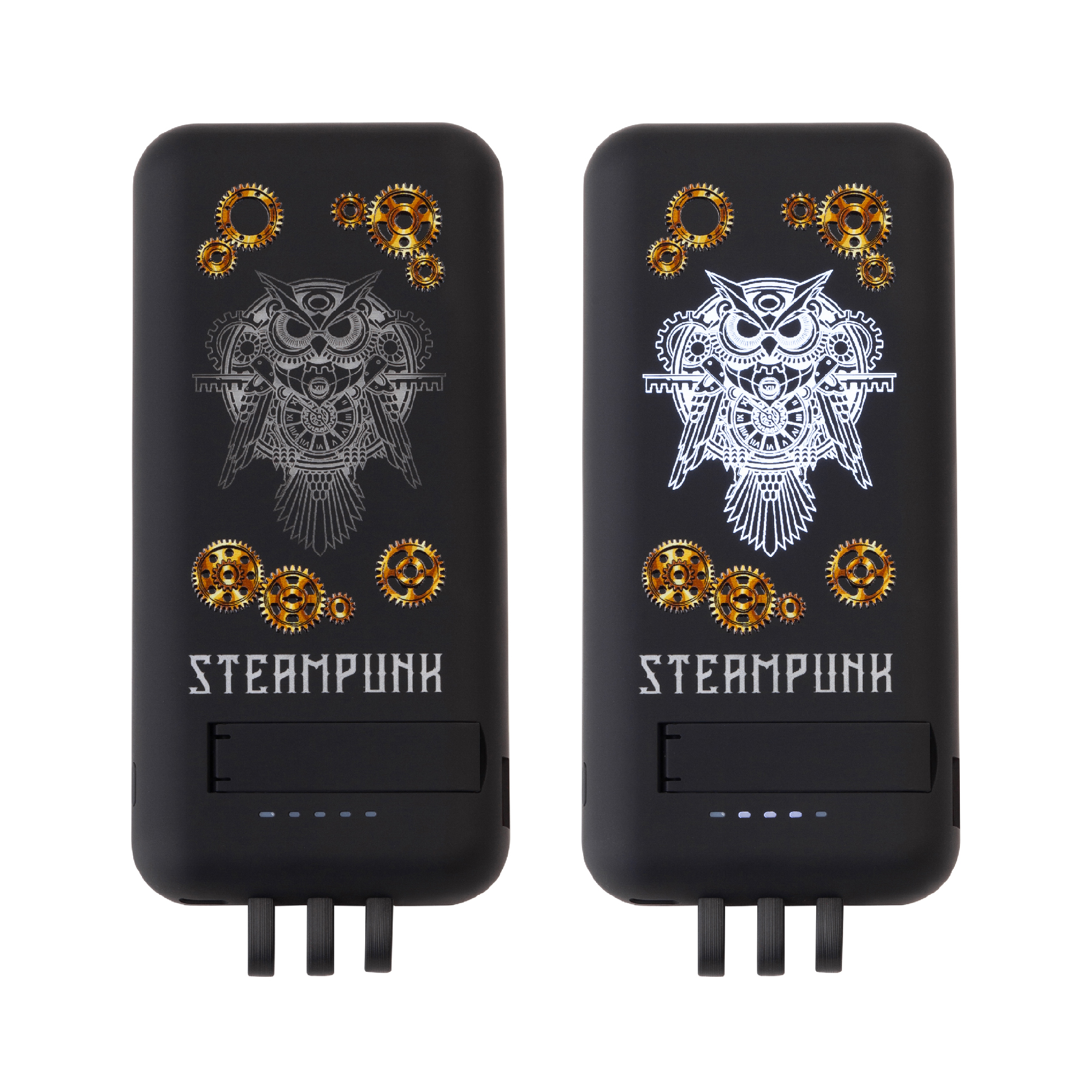 Беспроводное зарядное (22.5/15W) устройство "Topfull SOFTTOUCH" 10000 mAh с подсветкой лого, присосками, встроенными кабелями, с подставкой-2