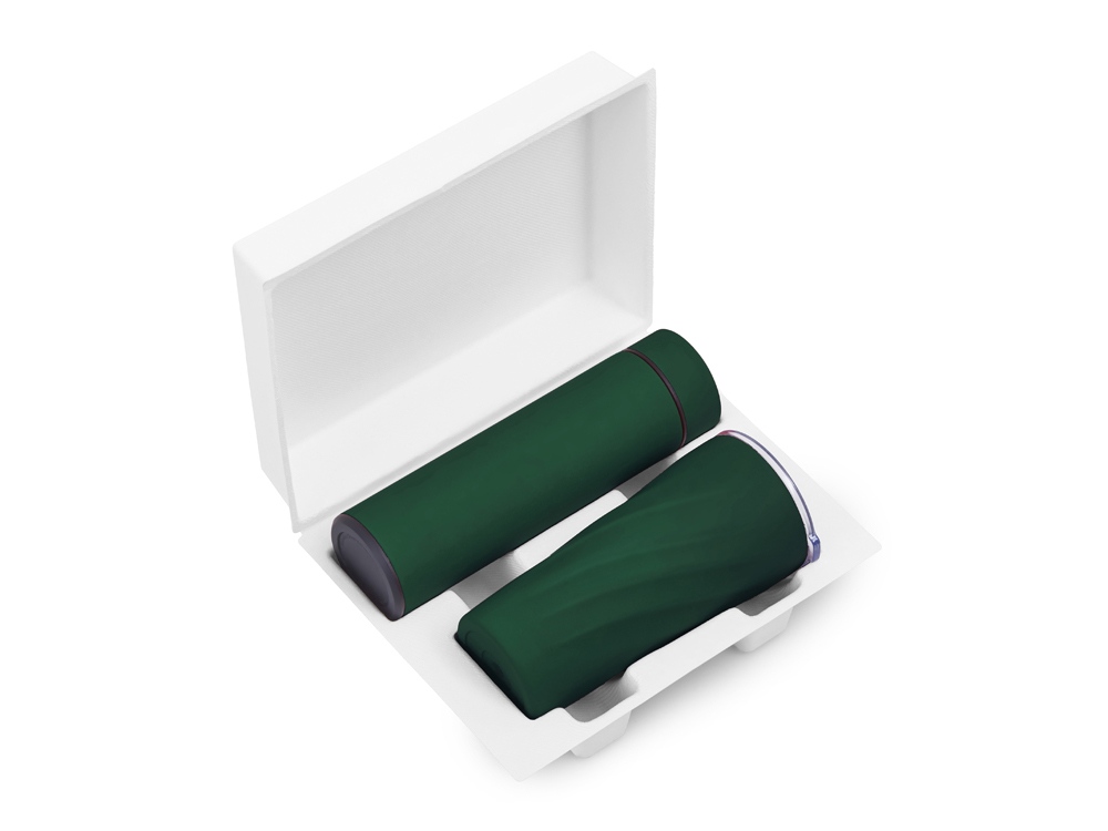 Подарочный набор FAMILY с термосом и термокружкой, темно-зеленый-1