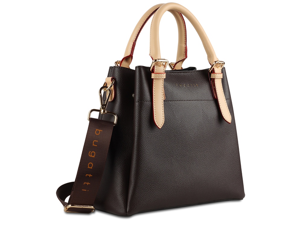 Сумка женская BUGATTI Ella, тёмно-коричневая, полиуретан, 27х12х23,5 см-0