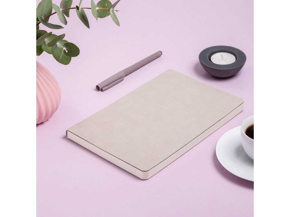 Ежедневник А5 недатированный Megapolis Velvet Flex, бежевый-8