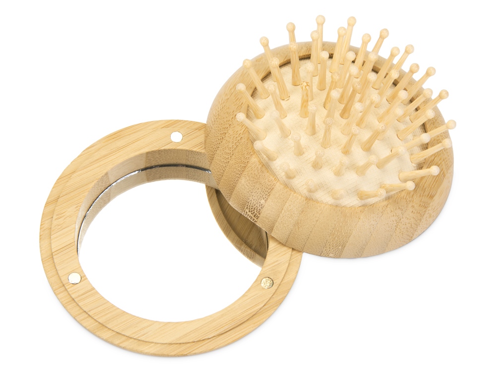 Расческа с зеркалом из бамбука Daisy, натуральный-0