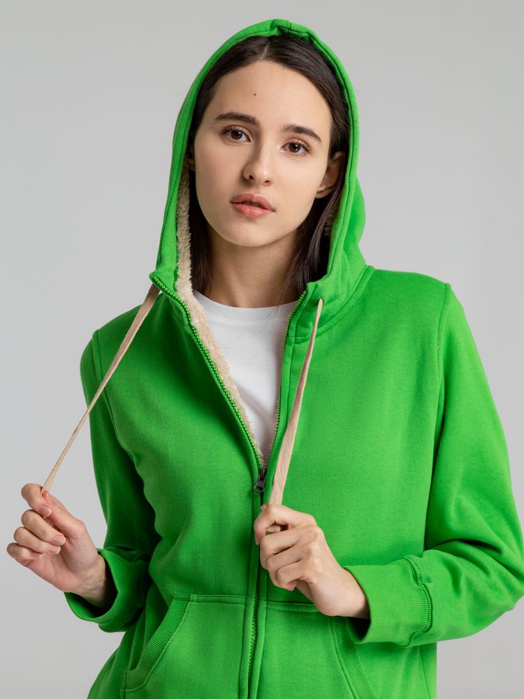 Толстовка унисекс на молнии Sherpa 280, ярко-зеленая-4