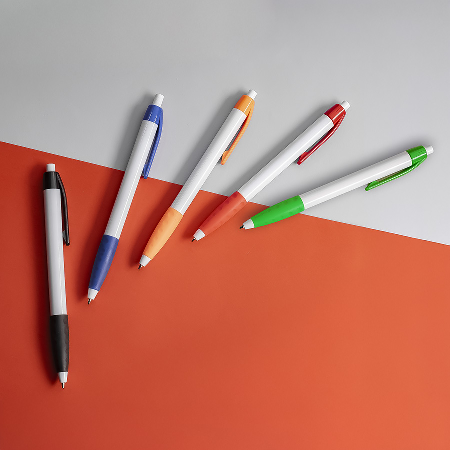 Ручка шариковая N9 с грипом, белый, красный-1