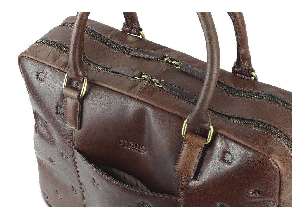 Сумка Mano Don Leon, натуральная кожа в коричневом цвете, 42 х 30 х 11,5 см-3