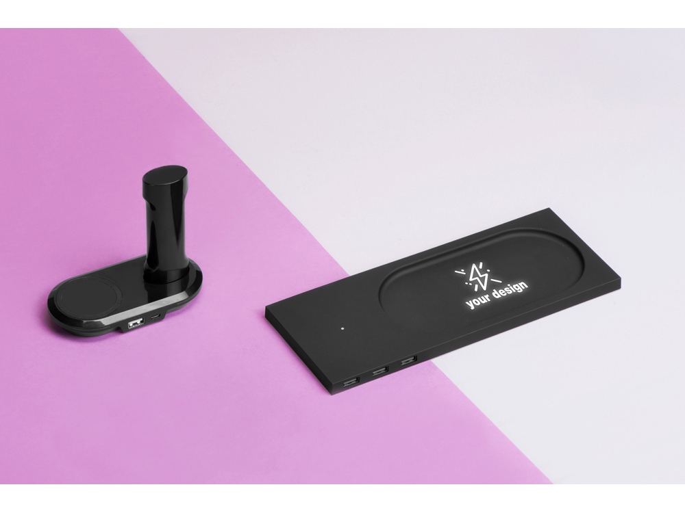 Беспроводное настольное зарядное устройство Glide с подсветкой, софт тач-9