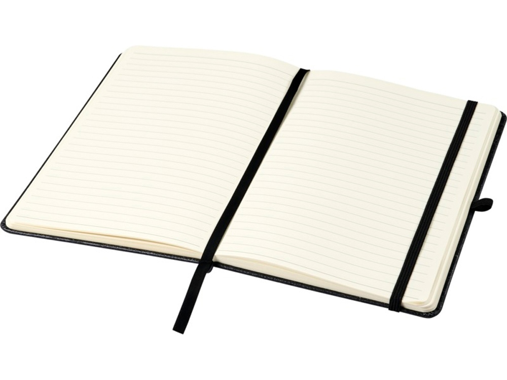 Блокнот Atlana размером A5 с отделкой из кусочков кожи, черный-3