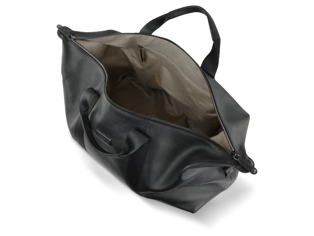 Сумка дорожная BUGATTI Elsa, чёрная, воловья кожа/полиэстер, 47х22х24 см-4