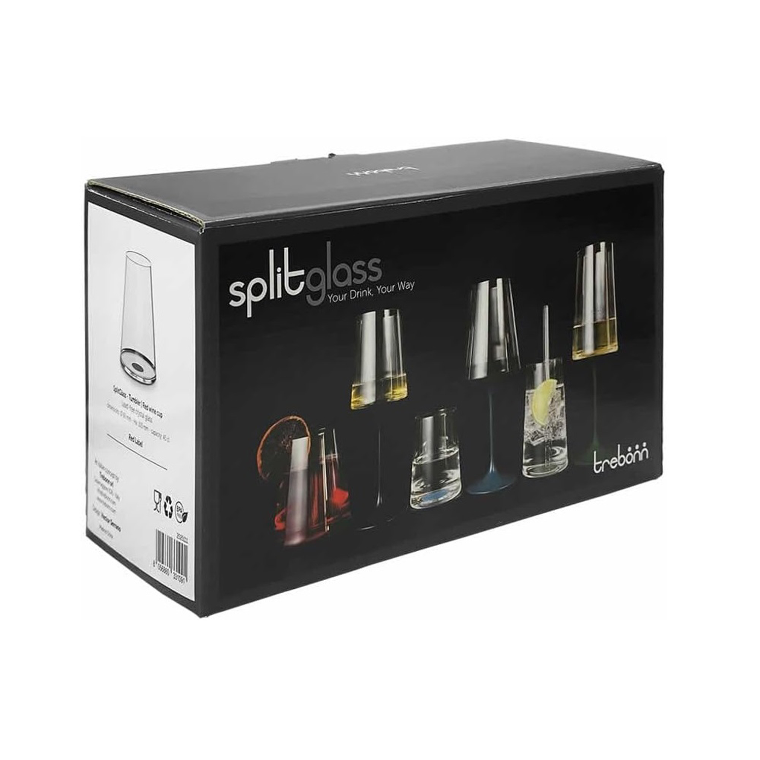 Хрустальный бокал для красного вина на магните Trebonn SplitGlass, 2 шт, 450 мл-1