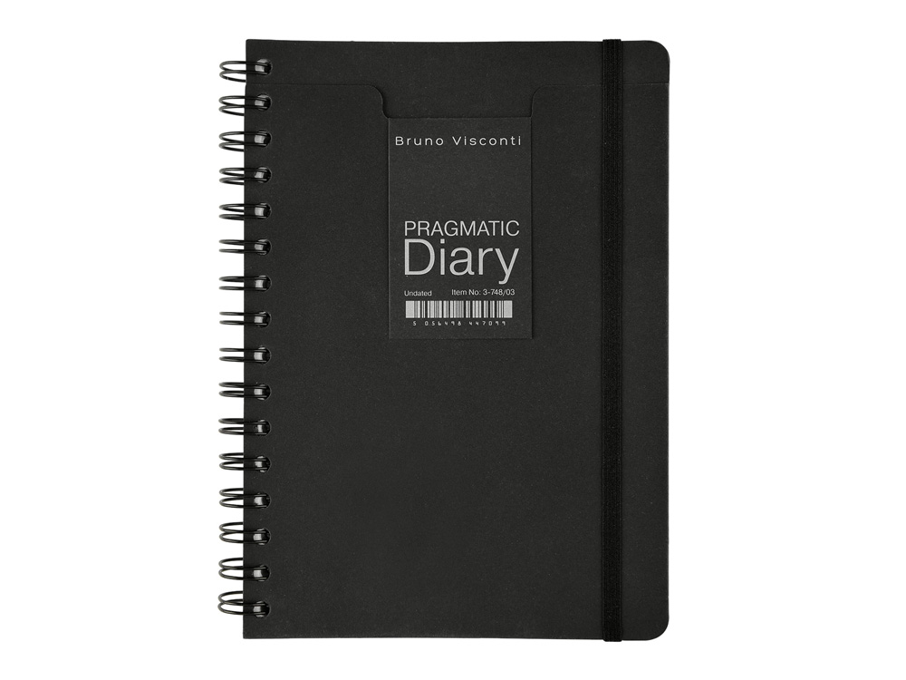 Ежедневник недатированный на гребне А5 Pragmatic, черный-1