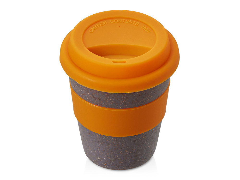 Стакан с силиконовой крышкой Cafe, оранжевый-0