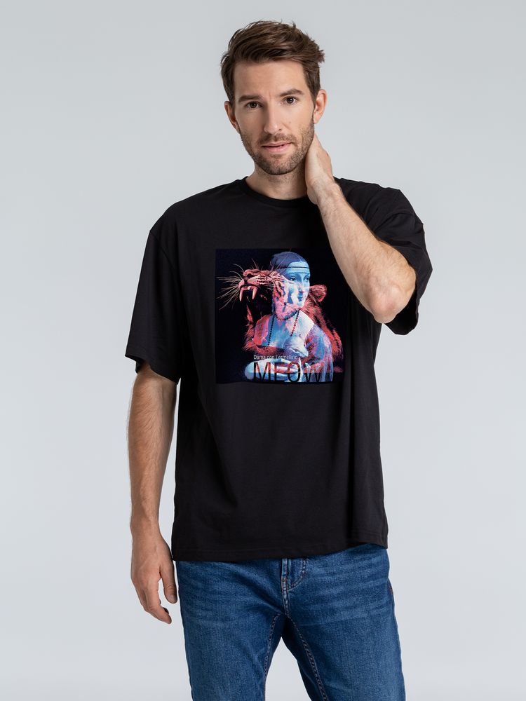 Футболка оверсайз «Дама с горностаем», черная-2