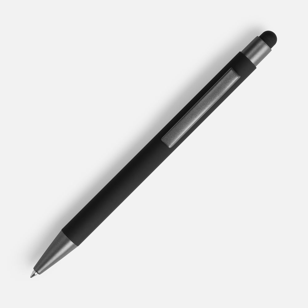 Ручка шариковая Atento Soft Touch Stylus со стилусом, черная-2