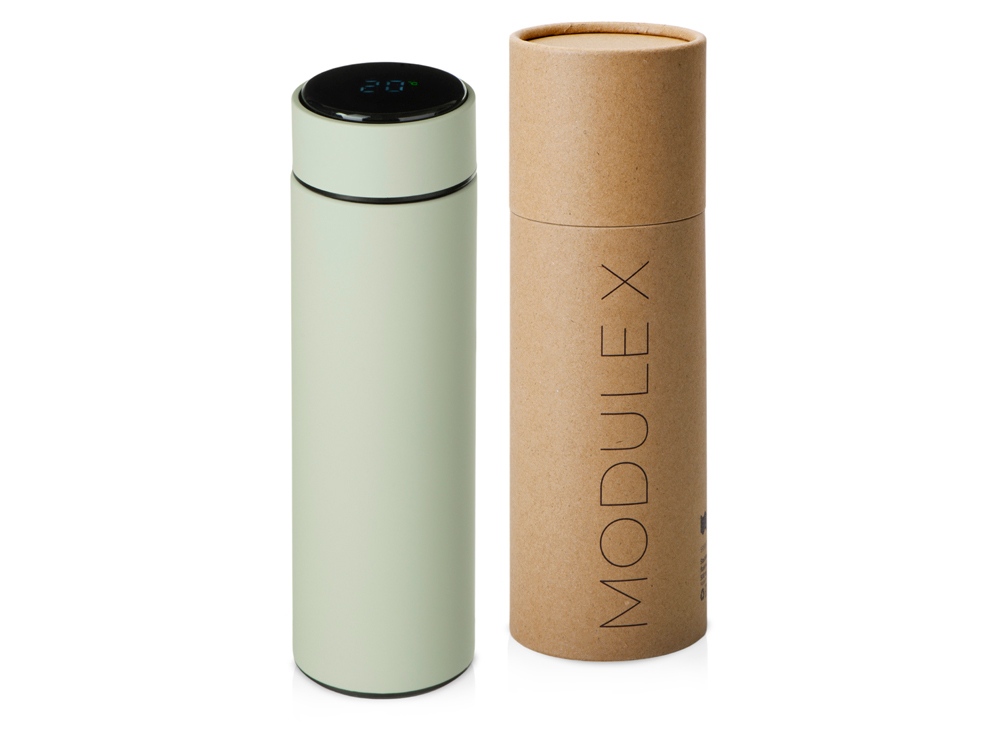 Вакуумный термос Module X с индикатором температуры, 500 мл, тубус, оливковый-0