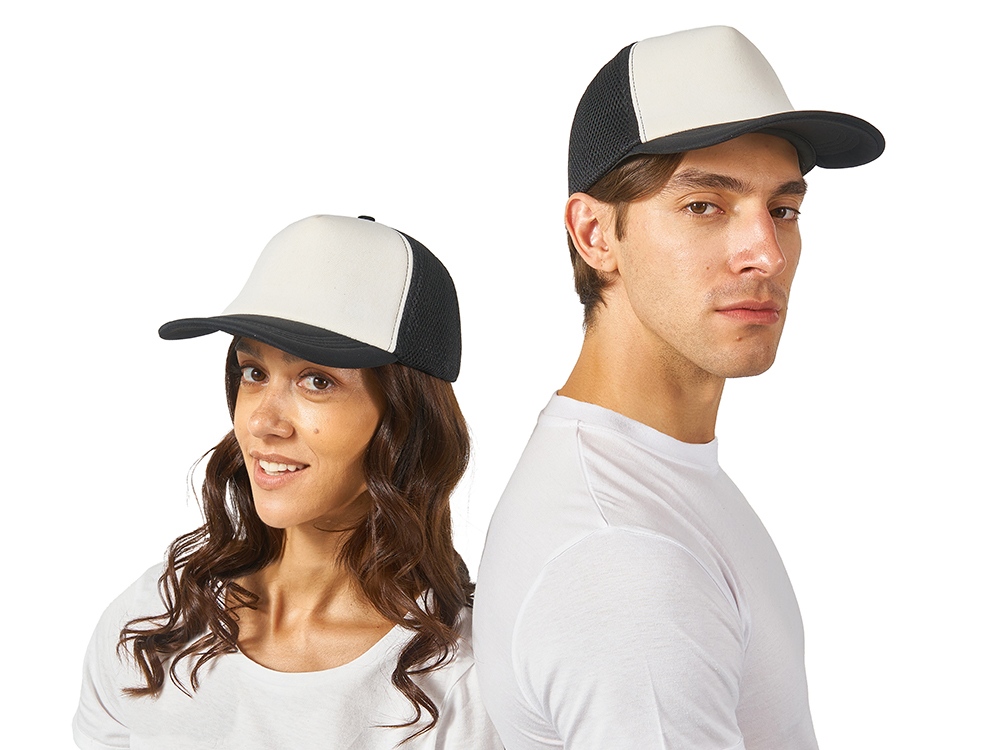 Бейсболка с сеткой Newport, белый/черный-0