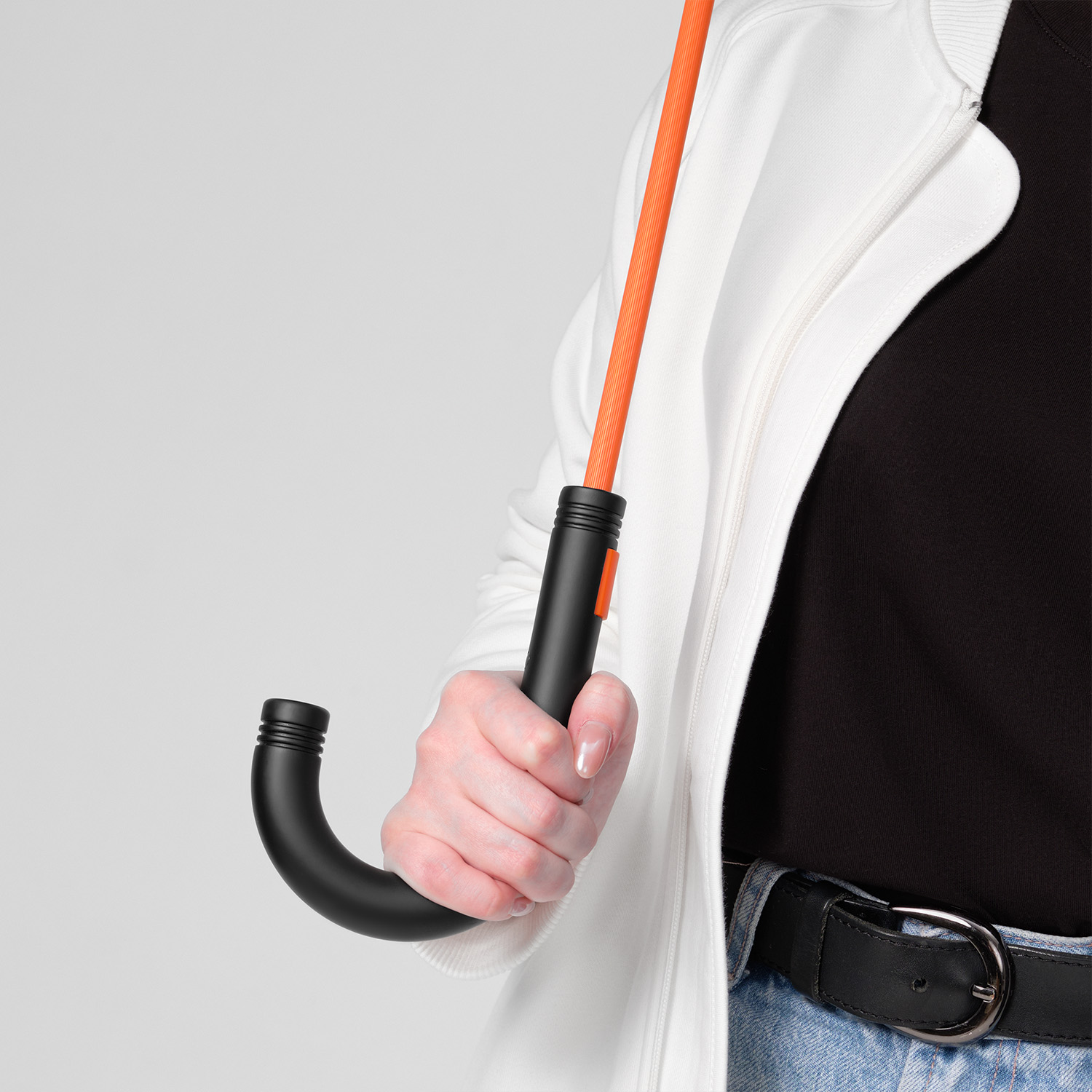 Зонт-трость Quantum, черный/оранжевый-6
