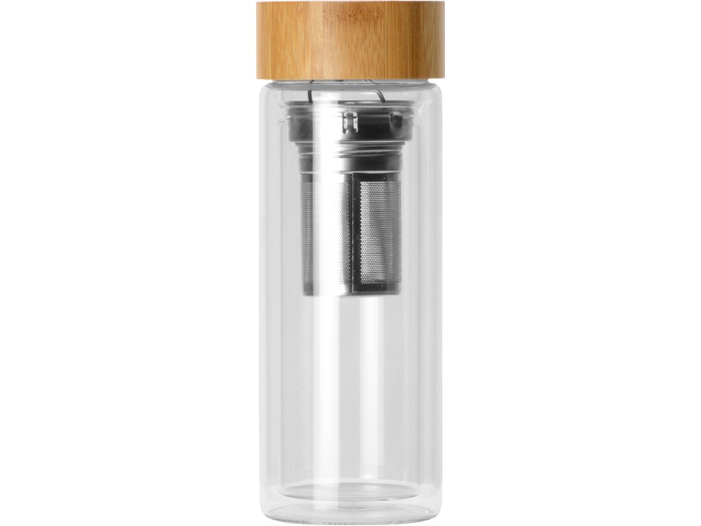 Стеклянный термос с двойными стенками и ситечком 320 мл Badachu, прозрачный-4