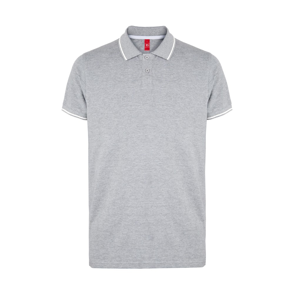 Рубашка-поло мужская SPECTRUM, короткий рукав 195, серый меланж, белый-0