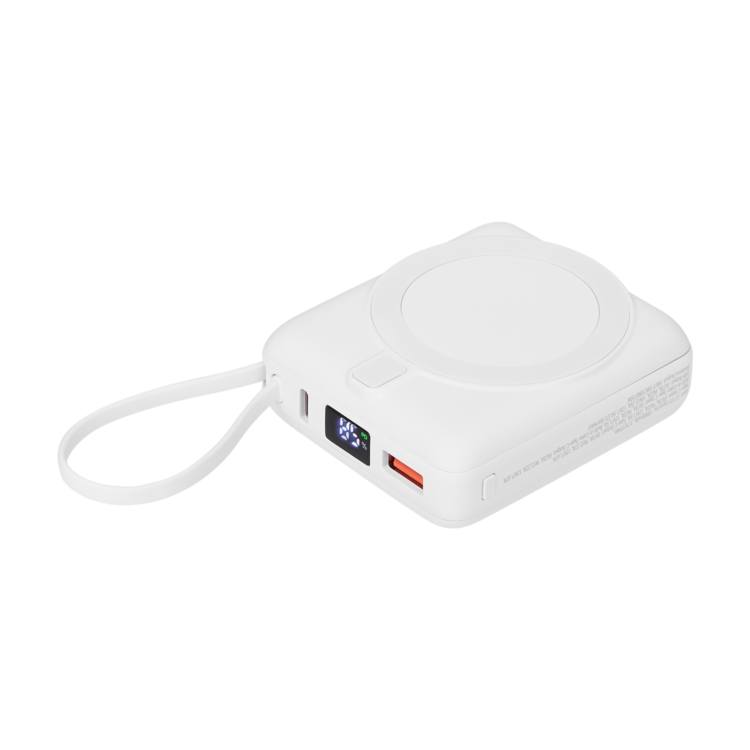 Внешний аккумулятор с подсветкой Риттер PD (Ritter PD) 10000mAh с функцией беспроводной зарядки 15W, белый-0