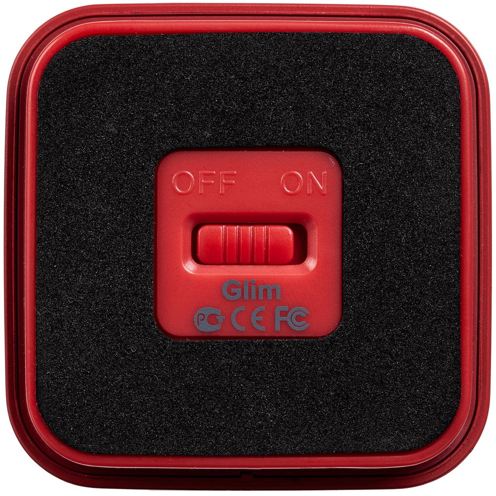 Беспроводная колонка с подсветкой гравировки Glim, красная-3