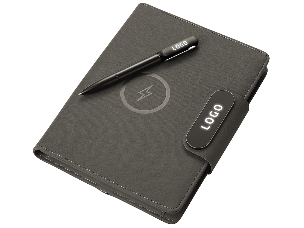 Подарочный набор металлическая ручка и блокнот А5 Twilight  со светящимся логотипом и пауэрбэнком-2