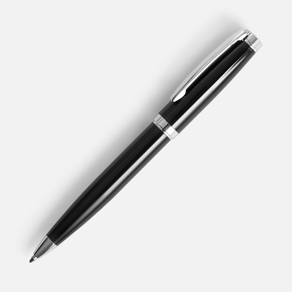 Ручка шариковая Letra Chrome, глянцевая, черная-0