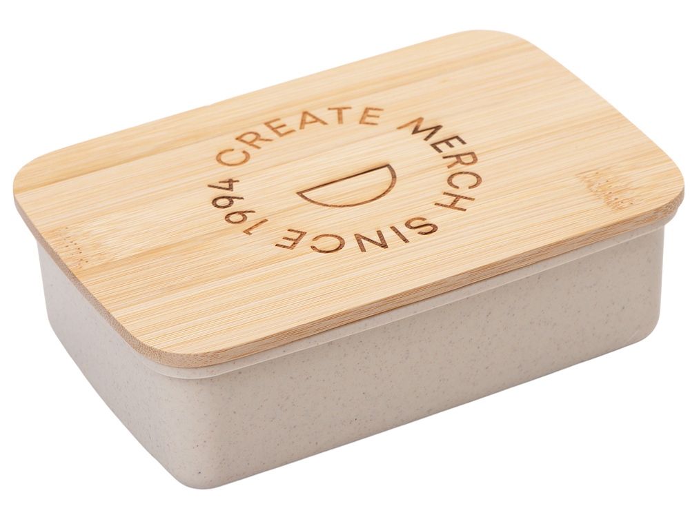 Ланчбокс Lunch с крышкой, бежевый (гравировка)-0