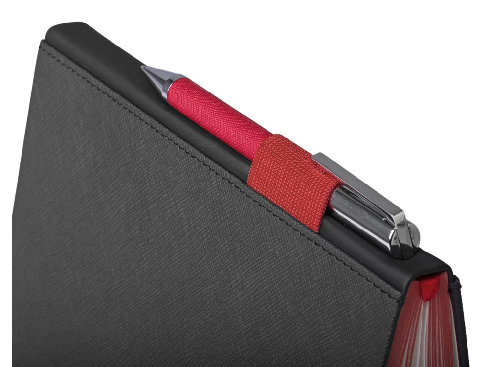 Бизнес блокнот Bossy с ручкой, черный и красный-3