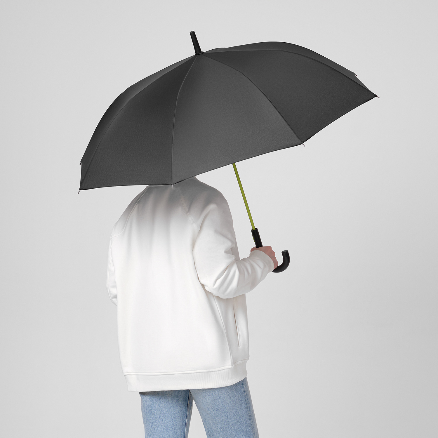 Зонт-трость Quantum, черный/салатовый-7