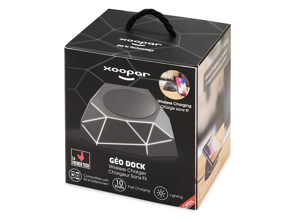 Док-станция Geo Dock с быстрой беспроводной зарядкой, черный с белой подсветкой. XOOPAR-11