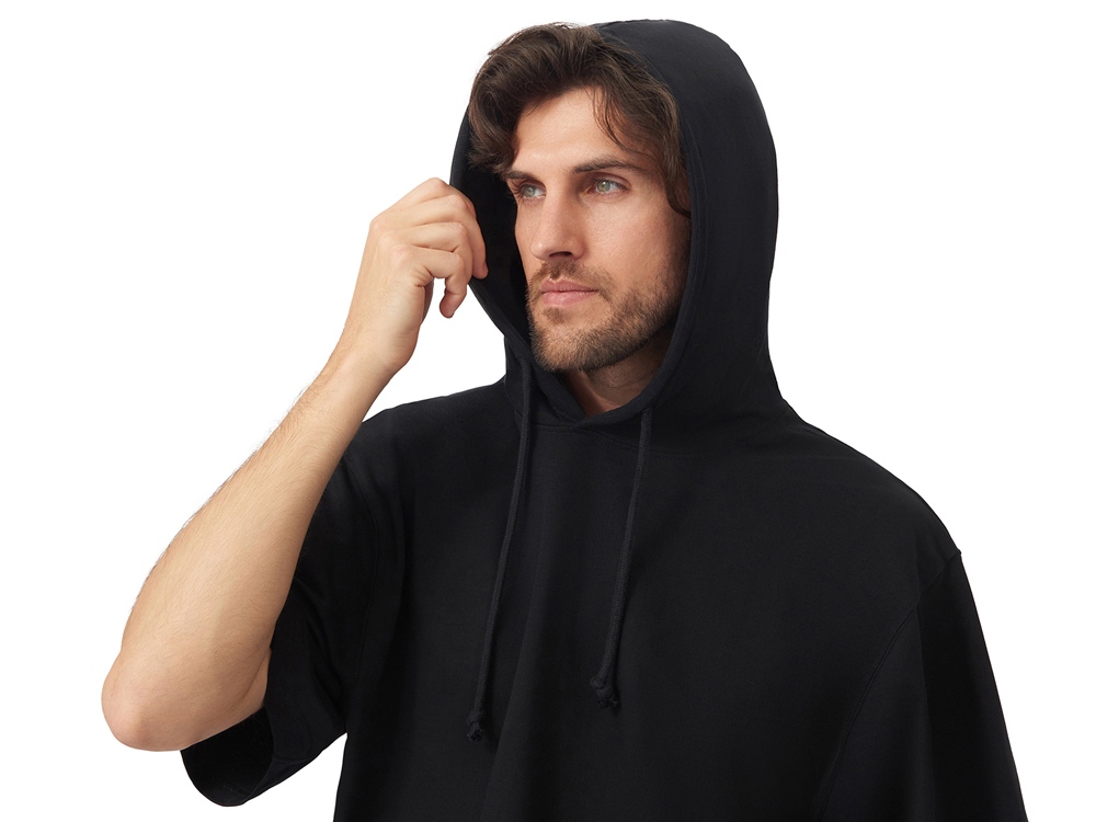 Худи оверсайз с коротким рукавом Warsaw унисекс, черный-6