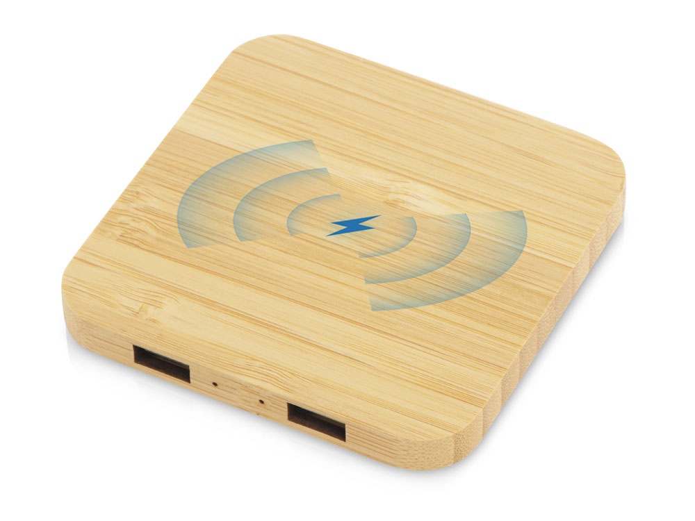 USB-хаб с беспроводной зарядкой из бамбука Plato-0