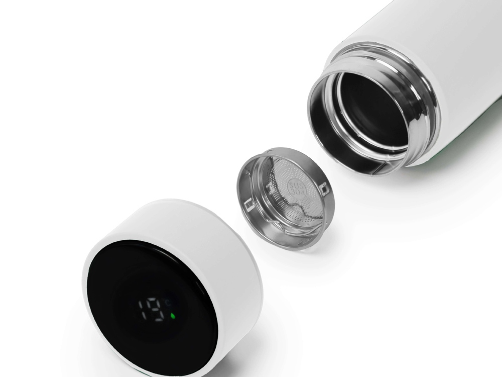 Термос FAMILY MARK LED, soft touch (Белый)-1