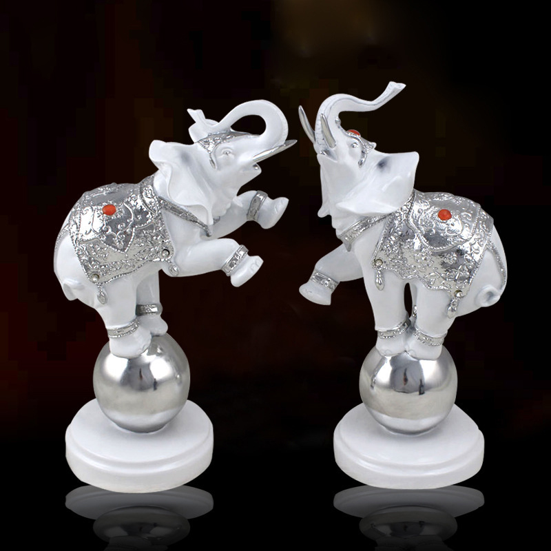 Набор статуэток &amp;quot;Слоны на шарах&amp;quot;, Белый/серый-1