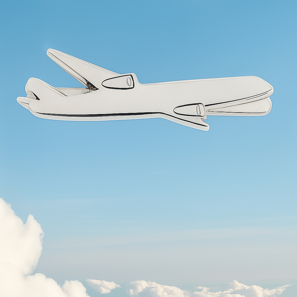 Шильд металлический - самолет, Серебристый-1