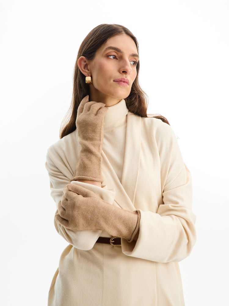 Перчатки Alpine, удлиненные, бежевые-2