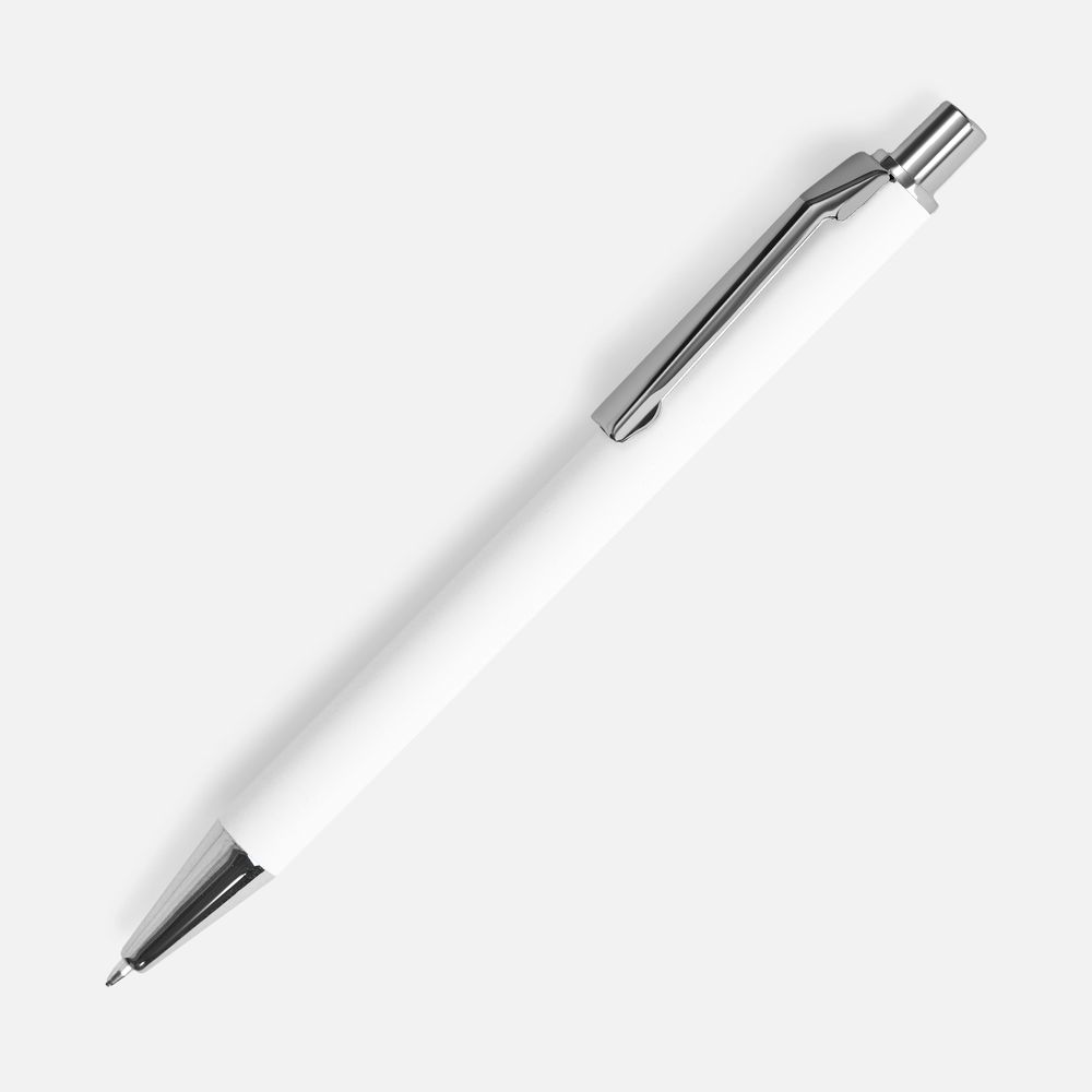 Ручка шариковая Lobby Soft Touch Chrome, белая-0