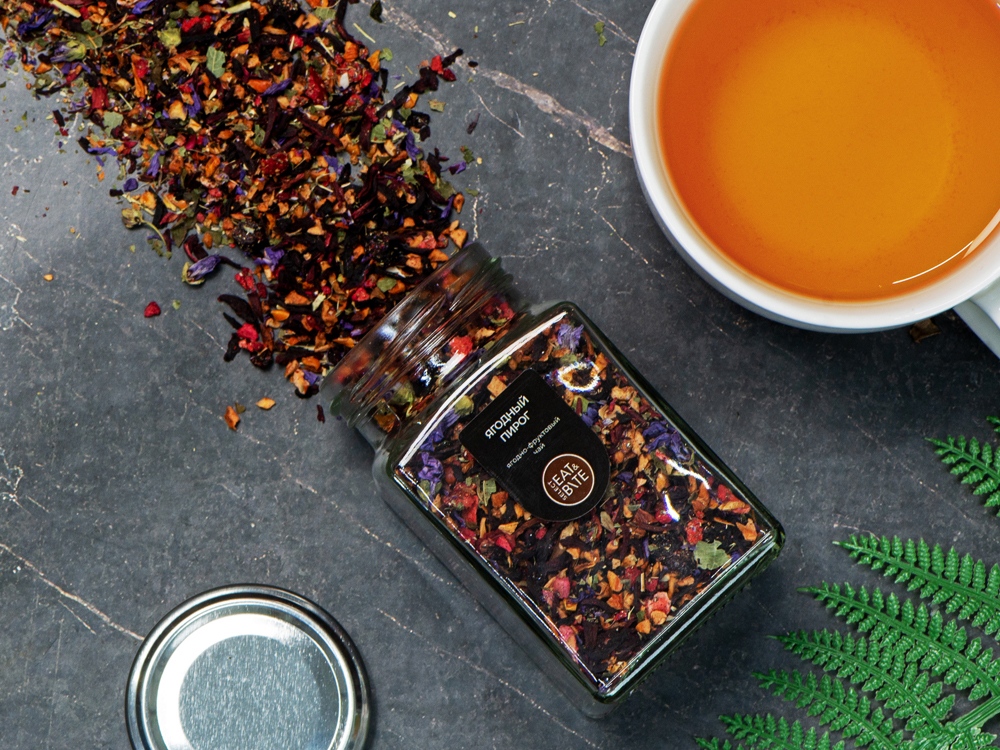 Чай ягодно-травяной, серия Bouquet, ягодный пирог, стеклянная банка-5