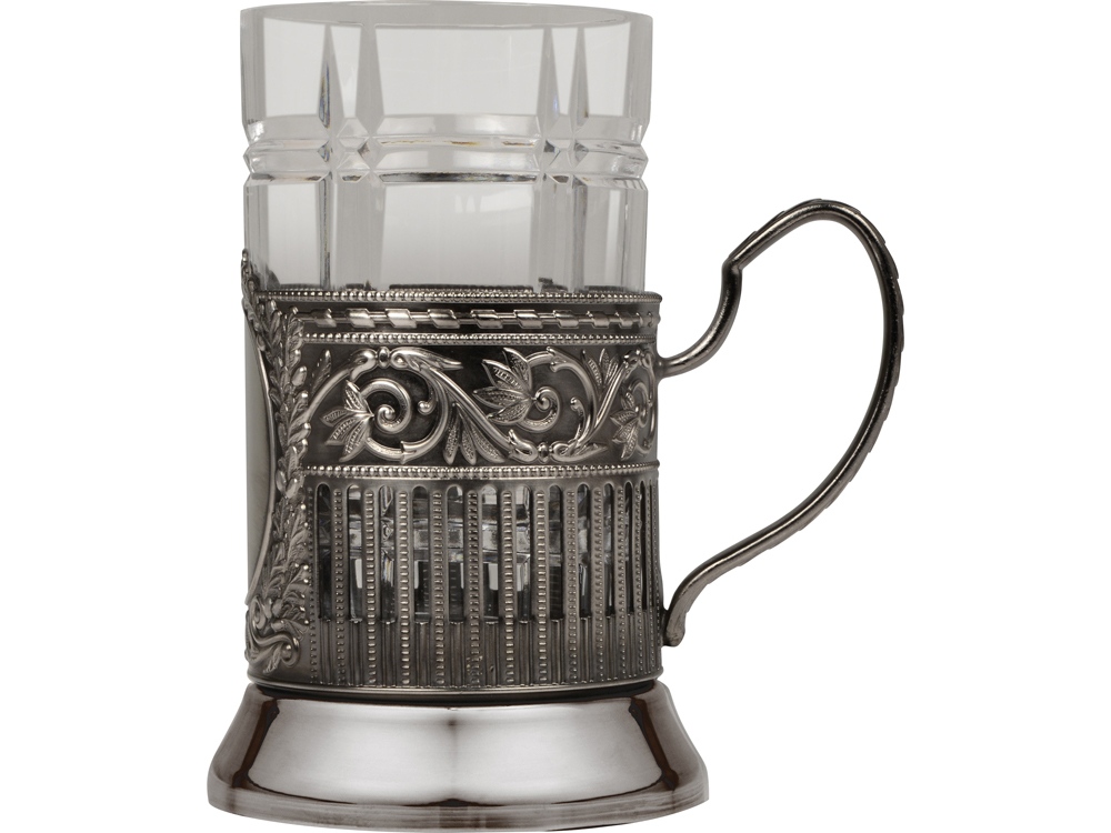 Подстаканник с хрустальным стаканом Базовый-М, серебристый/прозрачный-3