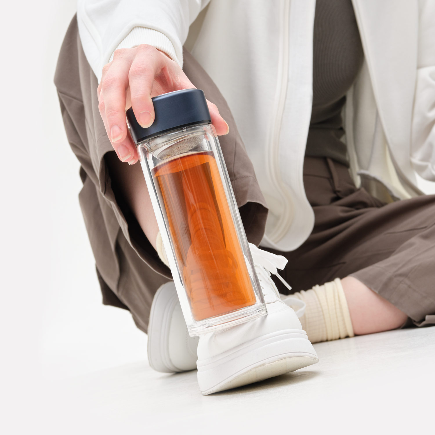 Бутылка стеклянная с двойными стенками Aravia, синяя-12