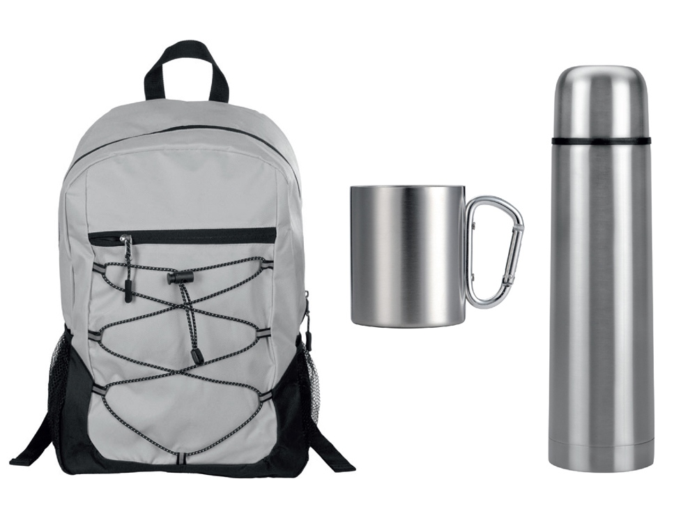 Подарочный набор с термосом и кружкой, серебристый/серый-0