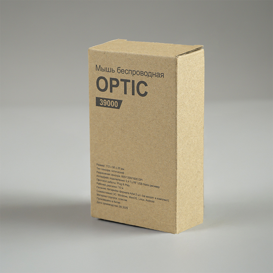 Мышь беспроводная OPTIC, черная, пластик, черный-2