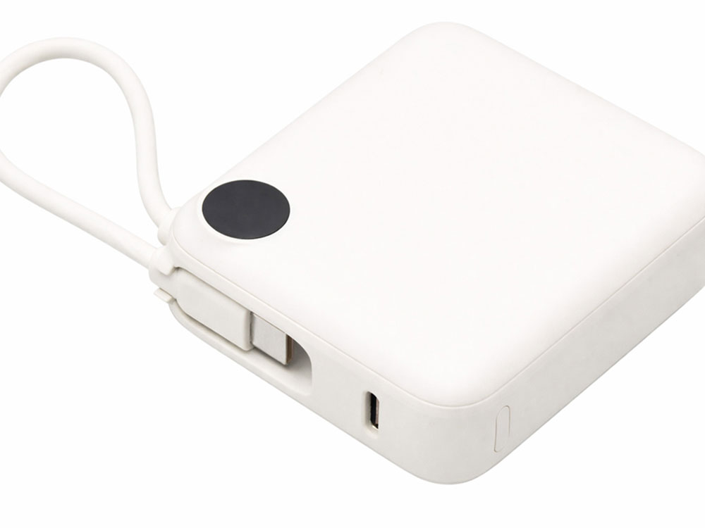 Внешний аккумулятор со встроенным кабелем Liri, QC/PD, 10000 мАч, теплый белый-5