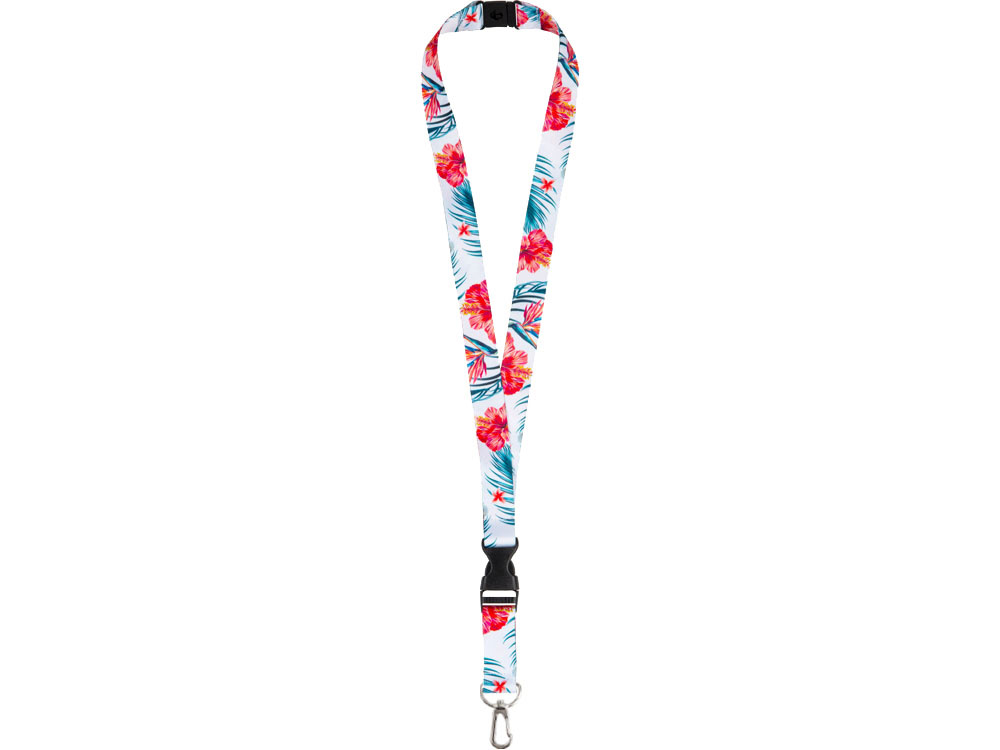 Ланъярд 2 см под сублимацию с карабином, межуровневым замком и замком обрыва, серебристый-2