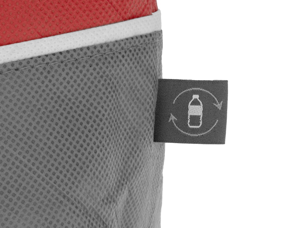 Сумка-холодильник Reviver с длинными ручками из нетканого переработанного материала RPET, красный/серый-5