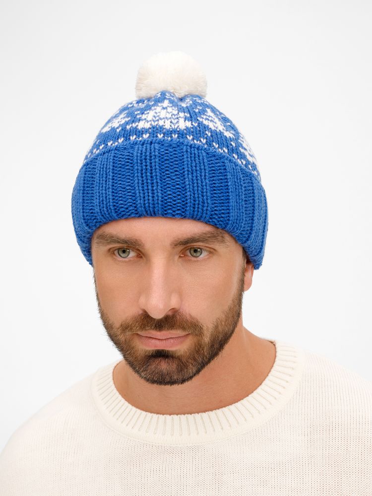 Шапка Holidale, синяя с молочным-4