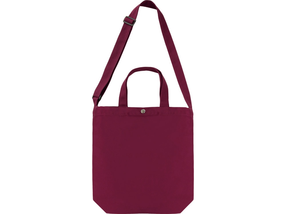 Сумка Helfer из хлопка на кнопке с регулирующейся лямкой, бордовый-4