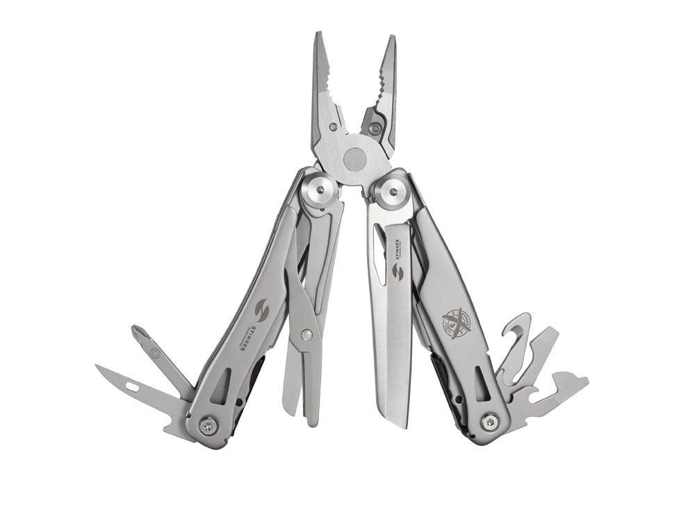 Мультитул Stinger, 106 мм, 15 функций, сталь, серебристый, в комплекте нейлоновый чехол-1